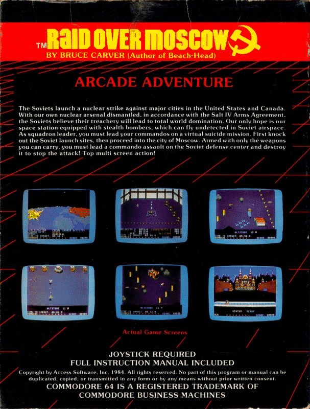 Raid Over Moscow box art for Commodore 64